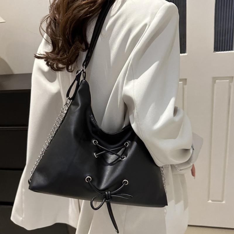 Women PU Leather Crossbody Bag Chain Shoulder Bag Casual Backpack Student School Bag Large Capacity Messenger Bag