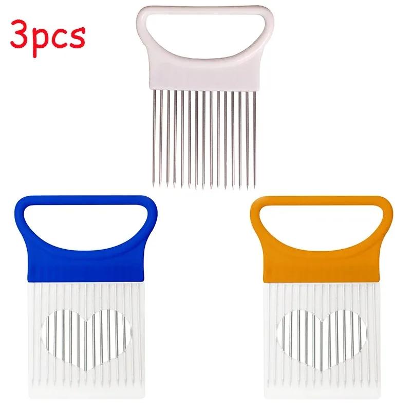 1/2/3/4pcs Effortlessly Slice Onions with This 1pc Colorful Onion Slicer Kitchen Stainless Steel Potato Chip Onion Holder