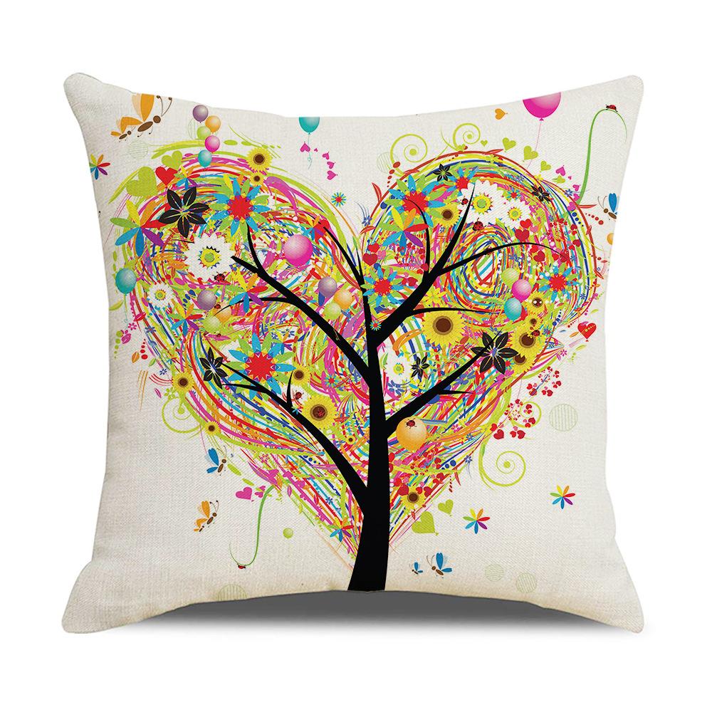 Ins Nordic Style Cartoon Tree Car Sofa Pillow Custom Nap Pillow Lumbar Cushion Cover Home