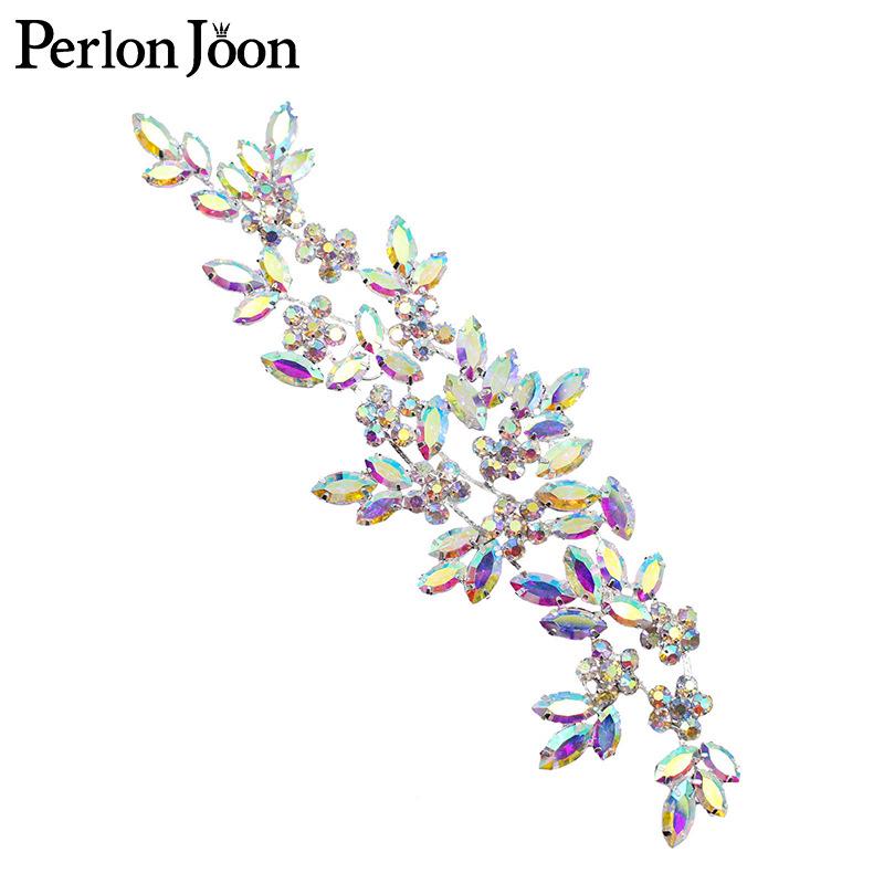 Crystal Branch AB Silver Rhinestone Flower Sew-on Wedding Dress Accessory
