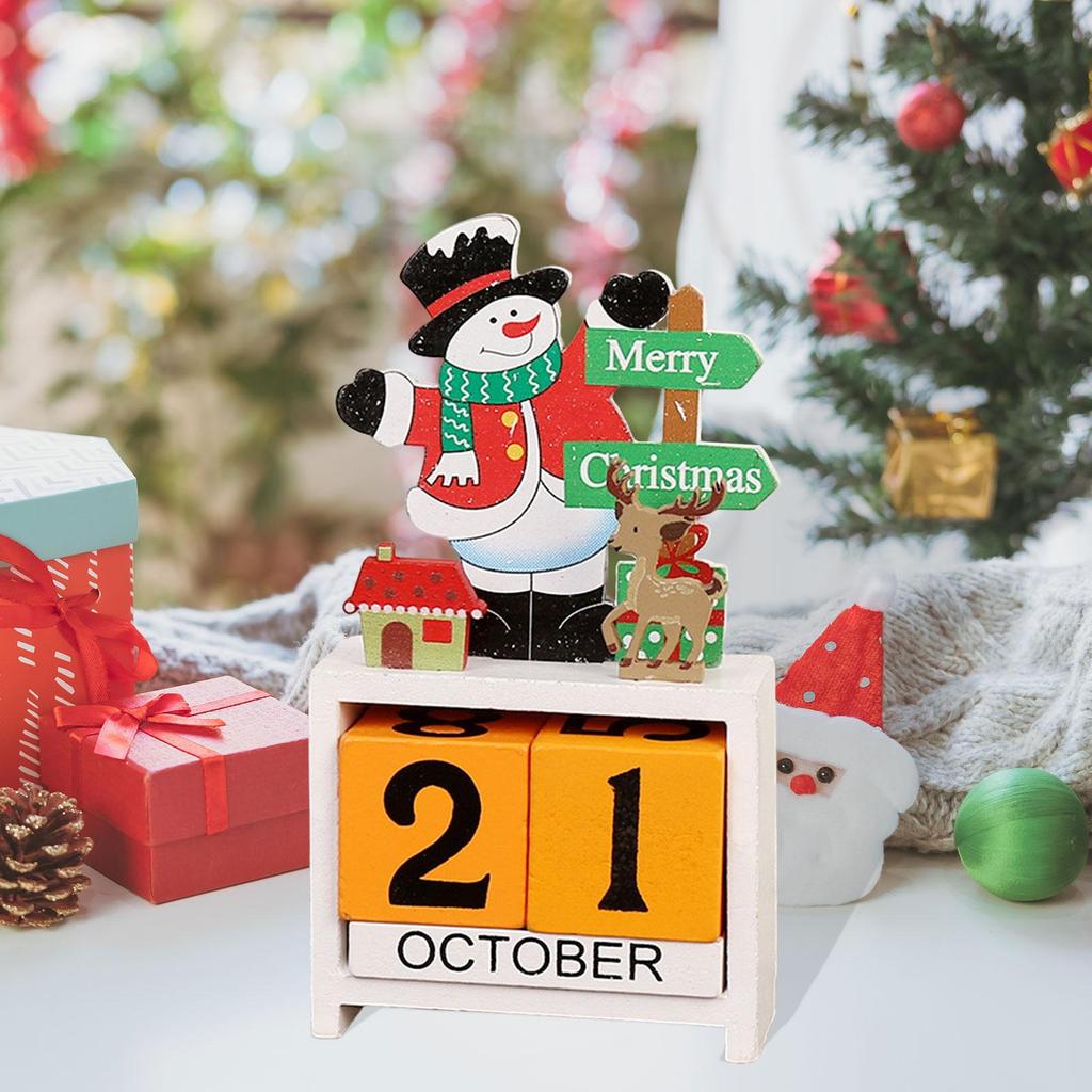 Holiday Wooden Advent Calendar Christmas Countdown Number Blocks Desk Decor for Festive Home