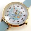 Fieldwork Women's Analog Watch with Snoopy Design, Leather Strap, Watercolor Illustration, Blue (PNT033-3)