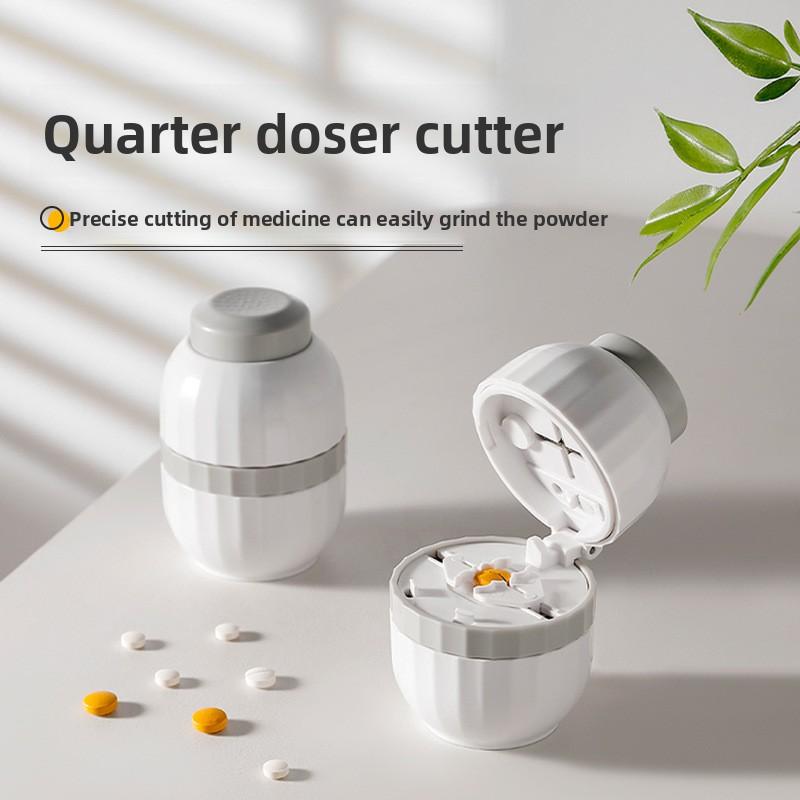 Portable 2-in-1 Pill Box with Pill Cutter for Cutting Small Pills or Large Pills in Half & Quarter Travel Pill Organizer Case