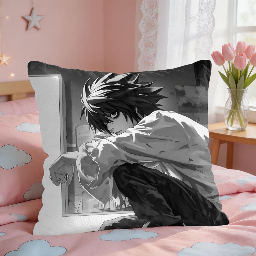 Anime DDeath NNote Cushion Cover Square Short Plush Pillow Case Living Room Sofa Home Decor Funda X