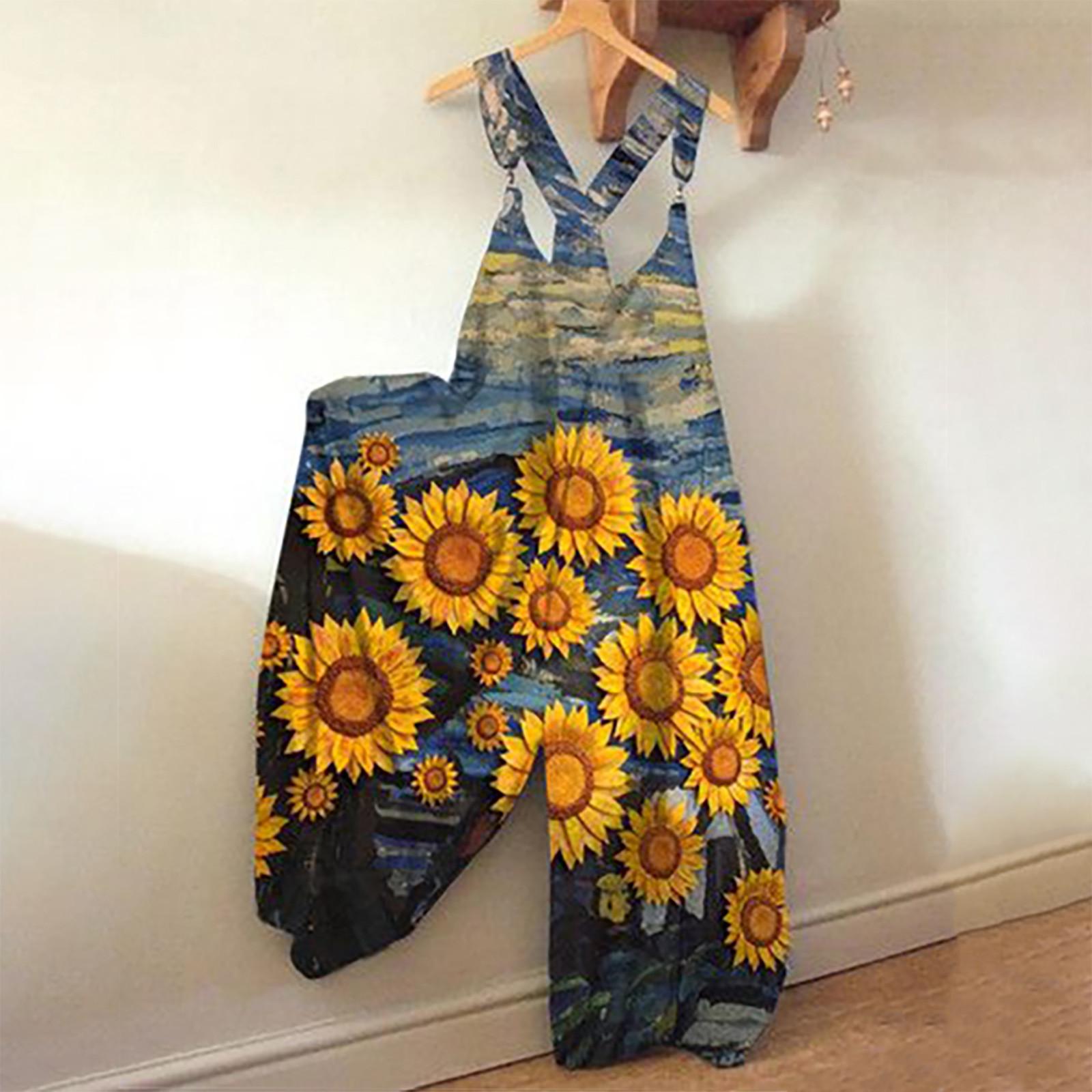 

Женский модный свободный повседневный комбинезон с широкими штанинами и принтом больших размеров на спине XL