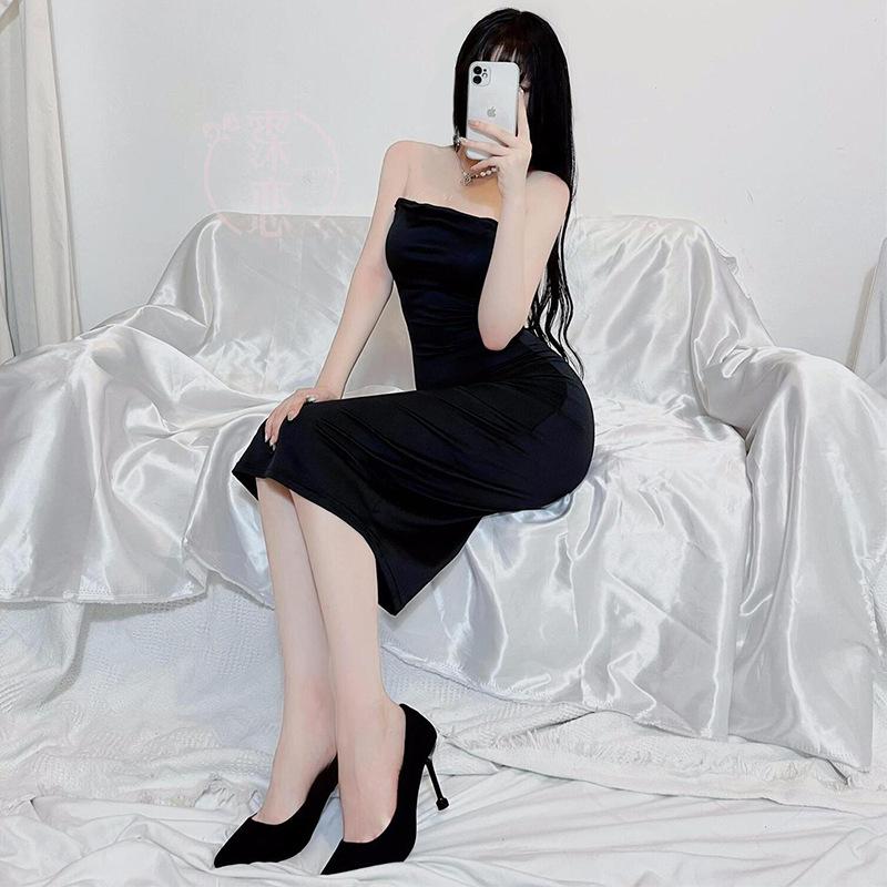 Sex Underwear Backless Straps Sexy Long Dress Pure Lust Temptation Tube Top Dress Nightclub Princess Uniform Suit
