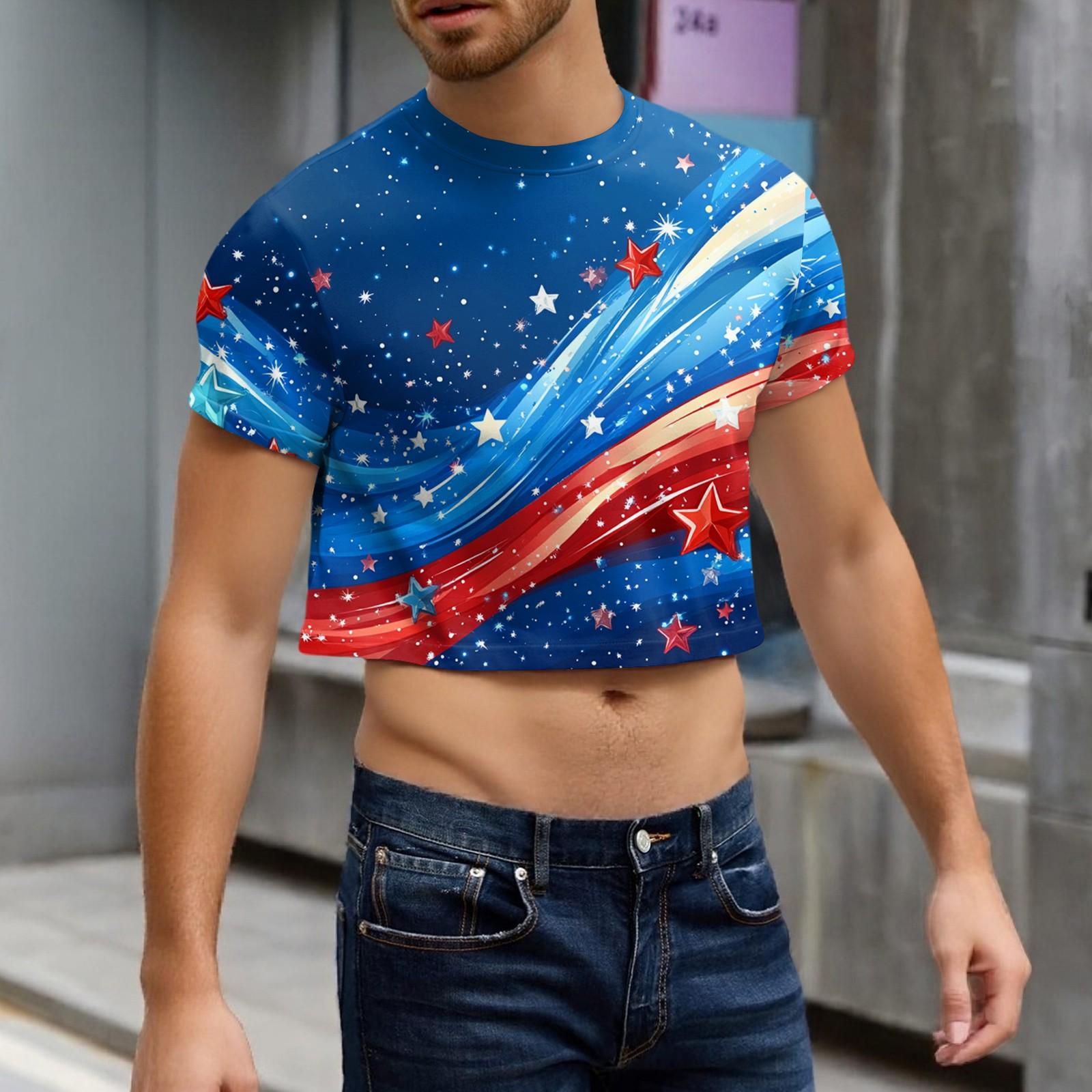 

Men s Half Cut Casual Beach Round Neck Short Sleeved Top XL