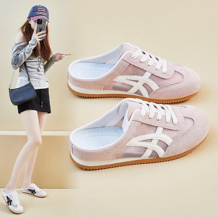 Cool slippers women's summer wear mesh thick-soled lazy shoes one pedal bag head half slippers 2025 new casual shoes drag