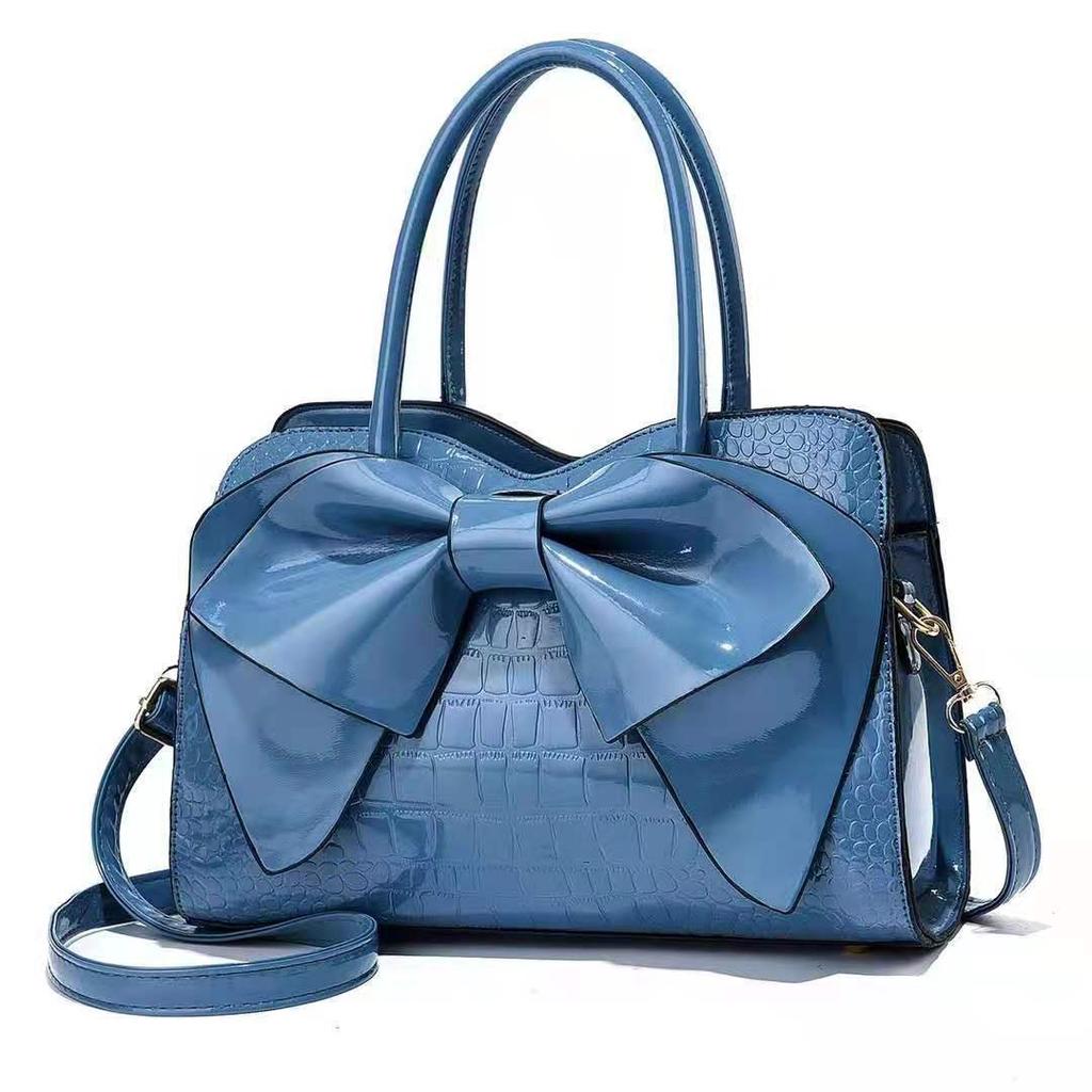 Women's Bag Butterfly Bright Leather Handbag with Large Capacity and Fashionable Middle-aged One-shoulder Cross-body