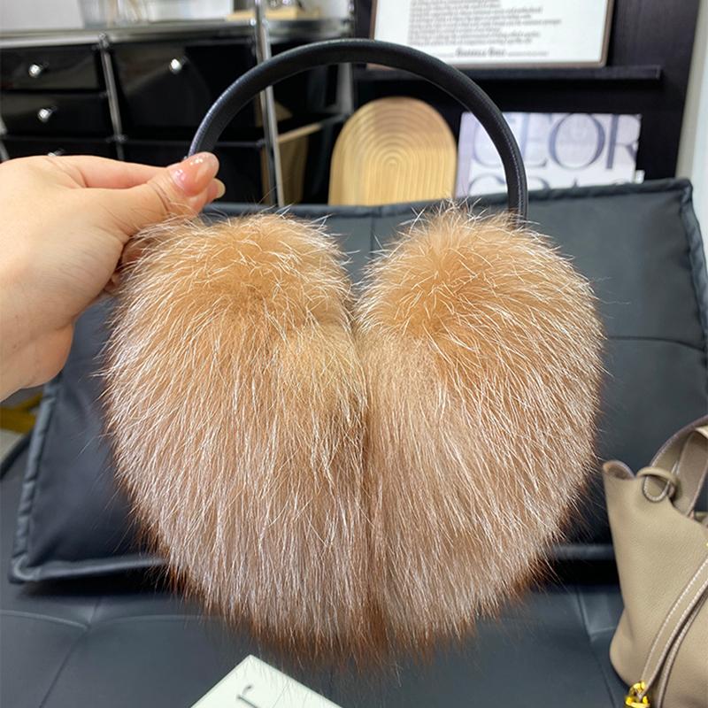 New Winter Real Fox Fur Earmuffs for Women Natural Fox Fur Scarves Dual Use Genuine Warmer Plush EarMuff Outdoor Solid Fur Scarf