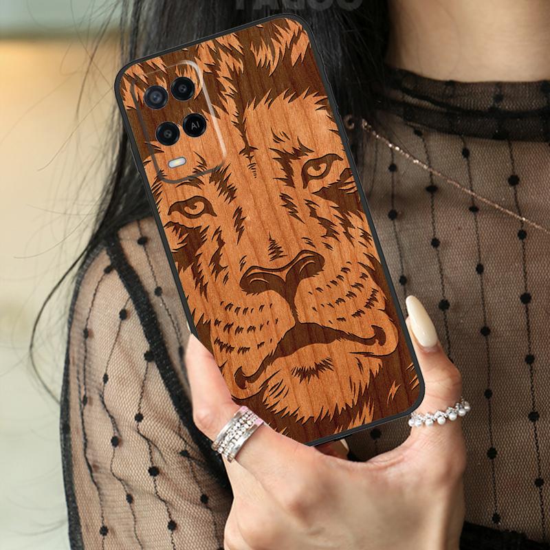 Deer Lion Elephant Wood Animal Case For Oppo A5 Pro A15 A17 A57 A77 A18 A38 A58 A78 A98 A94 A74 A54 A40 A60 A80 A96 A76 A16