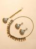 Europäisches Retro Schmuckset: Metallhalskette, Ohrringe & Kopfkette - Accessoires im Ethno-Stil