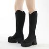 Fashion New Autumn Winter Mid Calf Boots Punk Goth Chunky Platform High Heels Motorcycle Long Boots Women Shoes For Woman Big Size