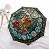 Japanese Shiba Inu Glass Pattern Umbrella, Portable and Foldable Design, 8 Ribs, a Casual Accessory for Halloween, Christmas, and Birthday Gifts.