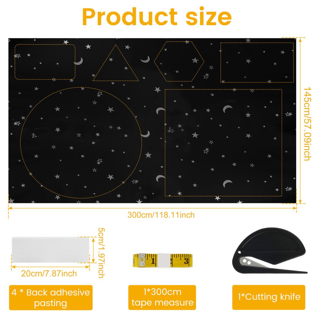 100% Blocking Curtain Self-adhesive Privacy Protection Opaque Window Sticker DIY Thermal Insulated Black Window Covering NEW