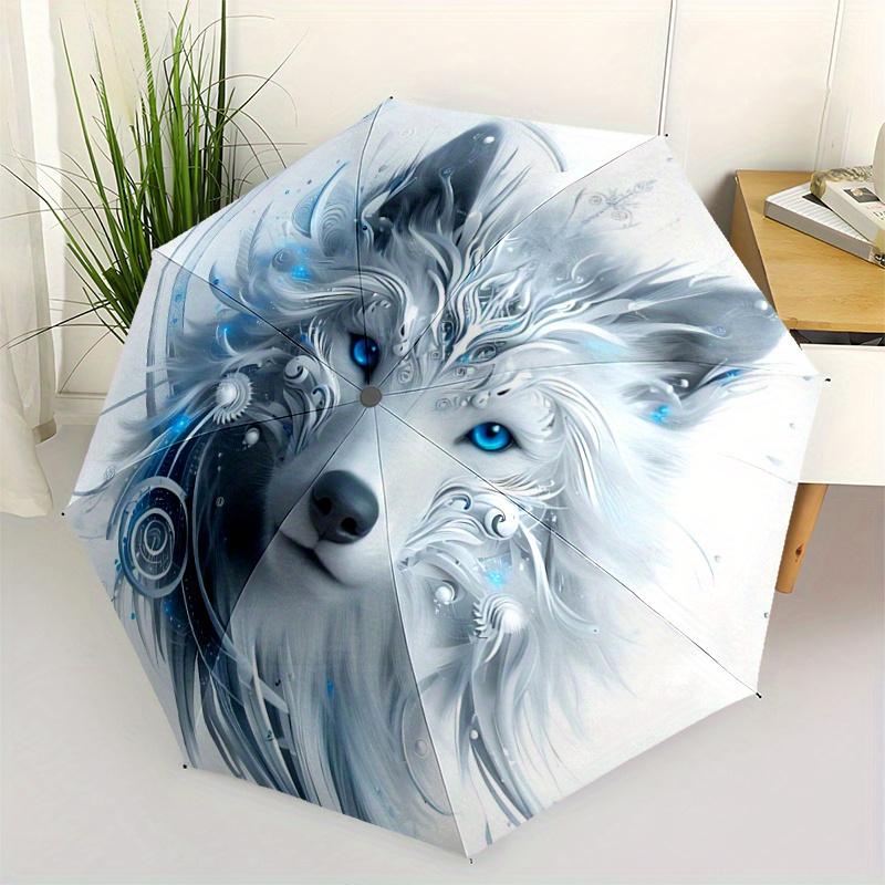 1pc Enchanted Moonlit Wolf Pattern Automatic Umbrella Is Fashionable and Good-Looking,  Suitable for Travel and Daily UseC029