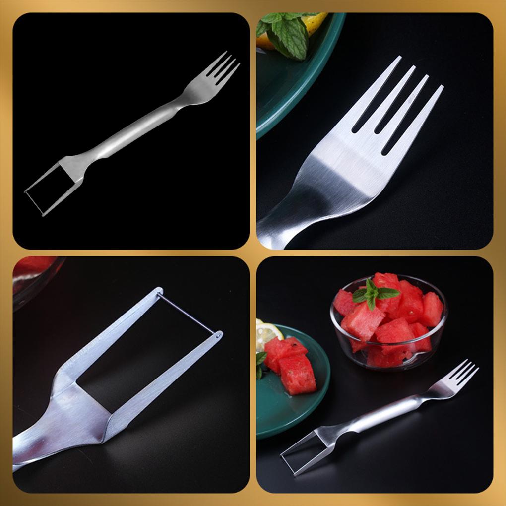 Stainless Steel Watermelon Slicer Portable Handheld Replacement Washable 2 In 1 Home Fruit Fork Slicing Tool Accessories