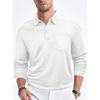 Polo da uomo casual a vestibilità larga, con bottoni sul davanti, tinta unita, maniche lunghe, colletto in rete