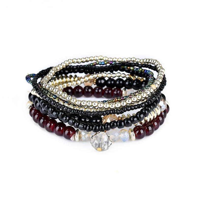 Bohemian Multilayer Beaded Bracelet Rhinestone Wrap Charm Bracelets Fashion Jewelry