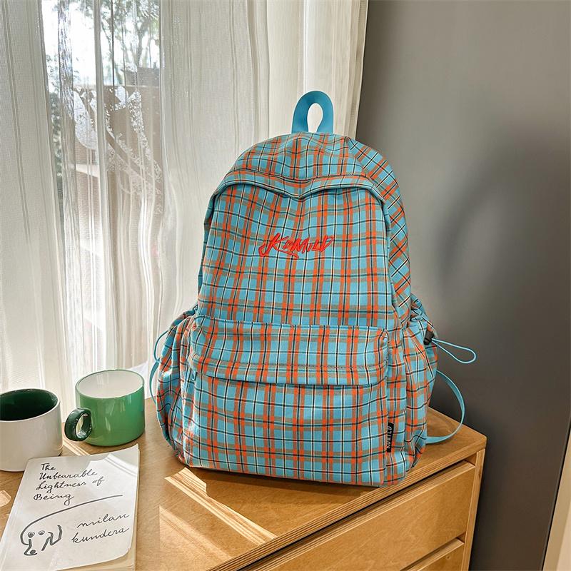 Plaid Print Schoolbag Women's Lightweight Backpack