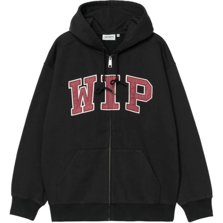 Carhartt WIP SS25 Lettered Hooded Zip Long Sleeve Sweatshirt Men sweatshirt Black I0346918906