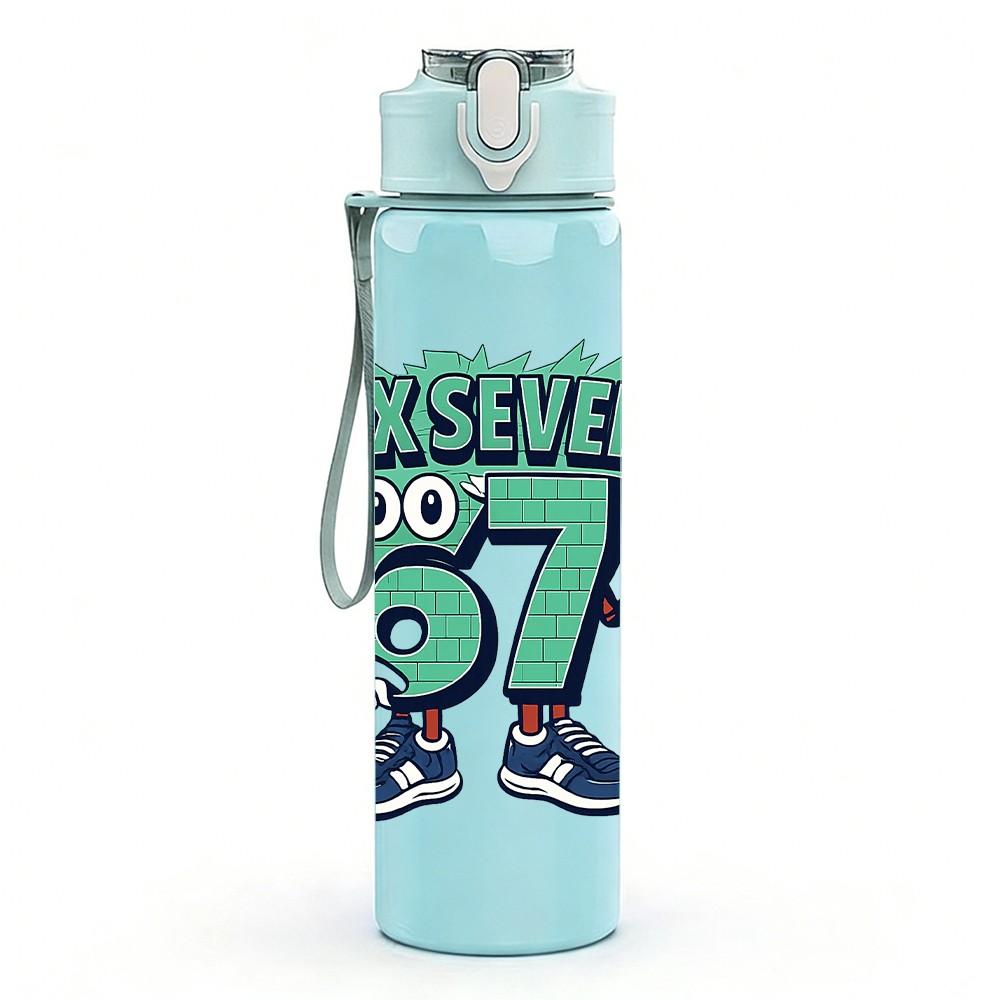 1PC Six Seven Bruh Sneaker Letter 750ml Color Plastic Sports Water Bottle Leakproof Flip Straw Lid Suitable for Sports Office Home Use