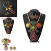Jewelry Set With Crystal Beads And Aluminum Wire Handcrafted Flower Pendant For Women