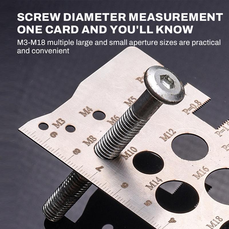 304 Stainless Steel Screw Measuring Gauge Set Precision Thread Pitch & Bolt Size Caliper Tool | M12 Diameter Ruler | Ideal Fat