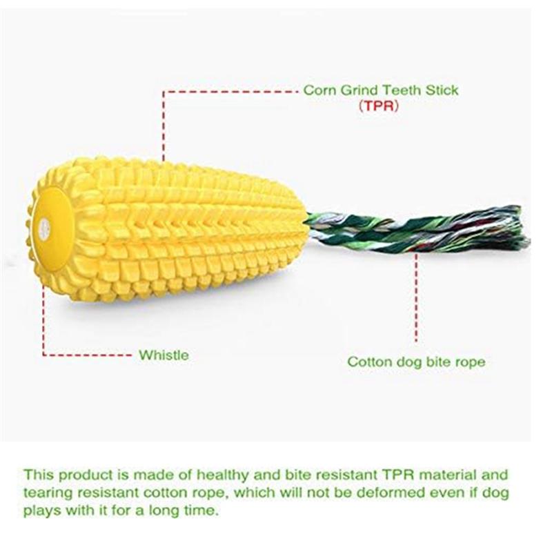 M-Modern-Dog Chew , Indestructible Tough Durable Squeaky Interactive Dog , Puppy Teeth Chew Corn Stick Yellow