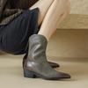 Krazing Pot Cow Split Skin Autumn Winter Shoes Wool Chunky Heels Size 43 Size 42 Pointed Toe Gradient Color Zip Fur Ankle Boots