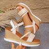 Women's Wide Width Single Strap Sandals, Buckle Detail Wedge Heel Slides, Wholesale Summer Shoes in Stock