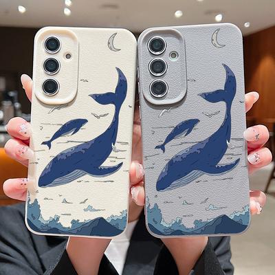 For Samsung S25 Ultra S24 FE S23 S22 A16 A56 A36 A55 A15 A35 Case Whale Pattern TPU Leather Texture Soft Matte Shockproof Slim Phone Cover