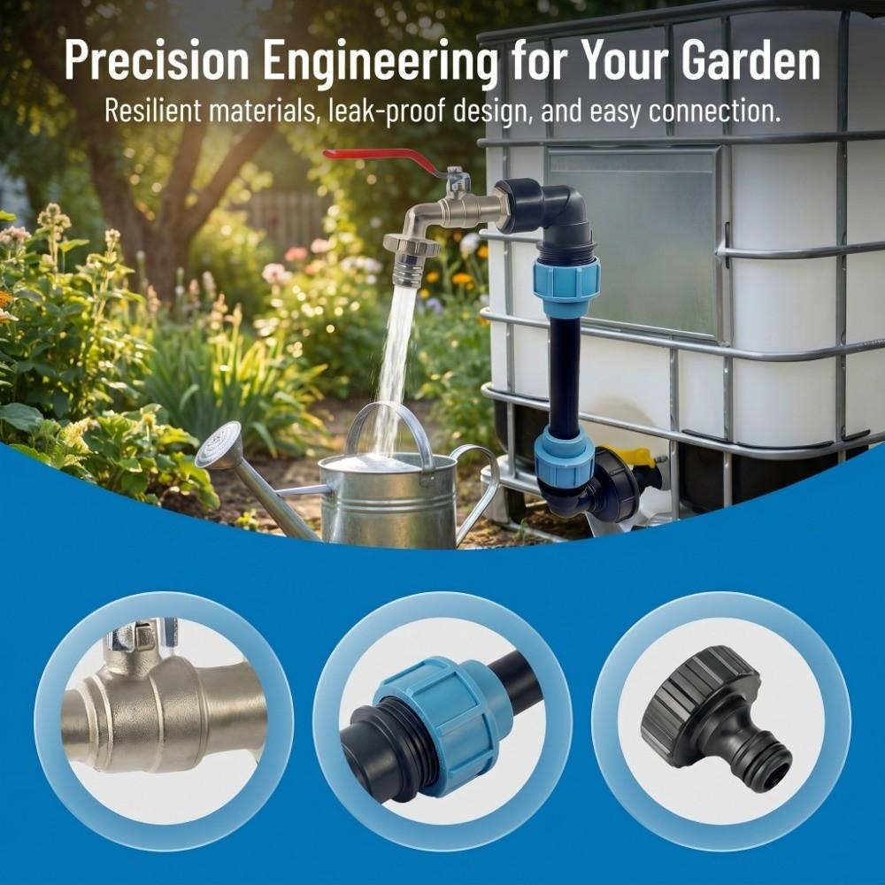 Metal Faucet IBC Tank Gooseneck 25cm Height Pipe Gooseneck Outlet Tap Faucet Adapter Connection Kit Leak-Proof Heavy Duty