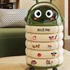 Trash Can Space-Saving Wheeled Bin Feline Decor