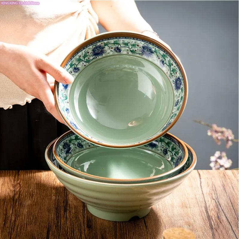 Kitchenware, Melamine Tableware,Rice Bowl, Blue Flower Pattern,Soup, Noodle Bowl,salad Bowl Restaurant Plastic Bowl, Not Fragile