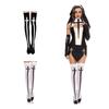 Nun Costume Accessory Set with Catholic Nun Costume Hat,Cross Pendant Necklace,Cross Print Thigh High Socks Stockings