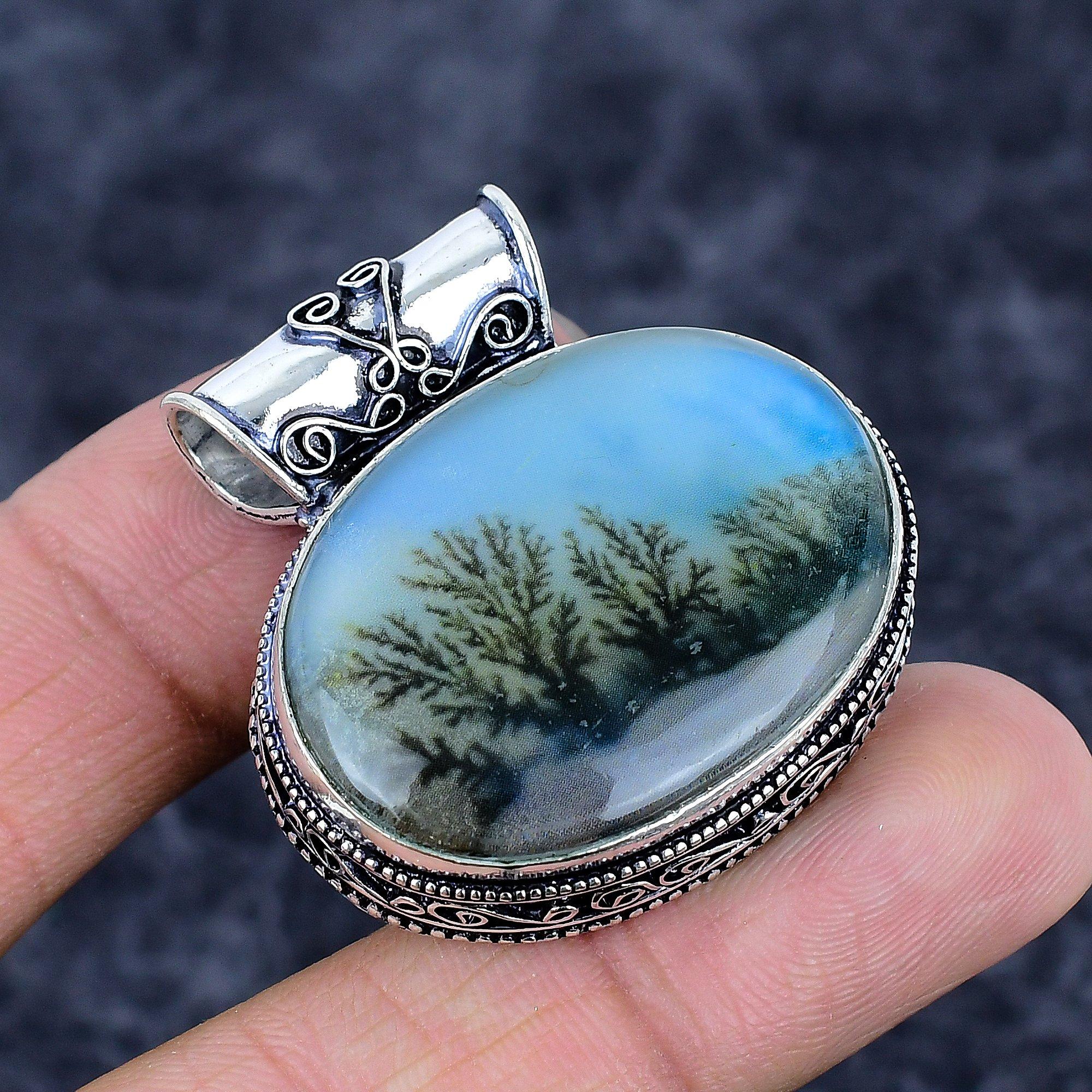 

Dendrite Opal Gemstone Handmade 925 Sterling Silver Jewelry Pendant 1.50 M-3267