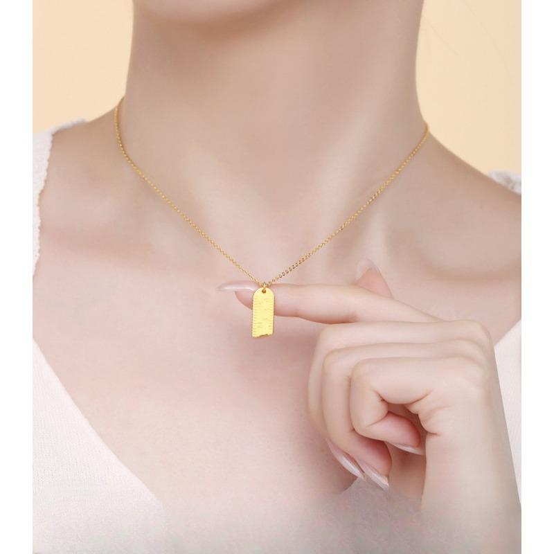 S999 Pure Silver Has You Enough Yellow Gold Pendant Necklace Clavicle Chain Set Chain