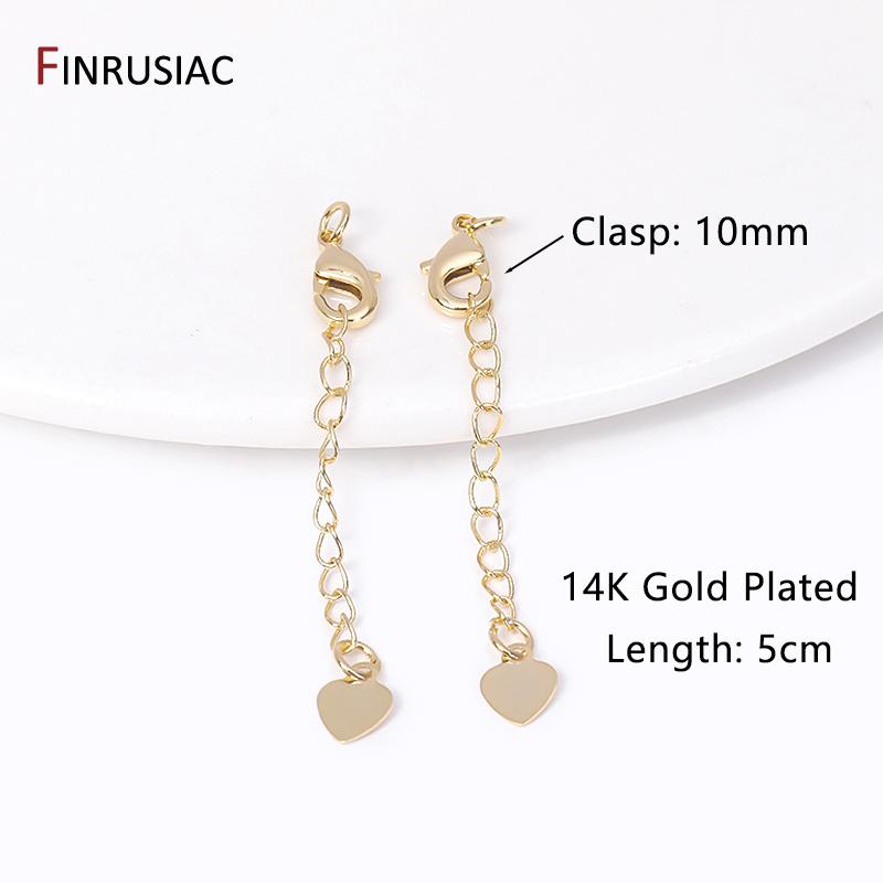 

14K Gold Plated Brass Extension Chain Tail Chain Lobster Clasp Extender Chains For Jewelry Making DIY Bracelet Necklace Findings 4pcs