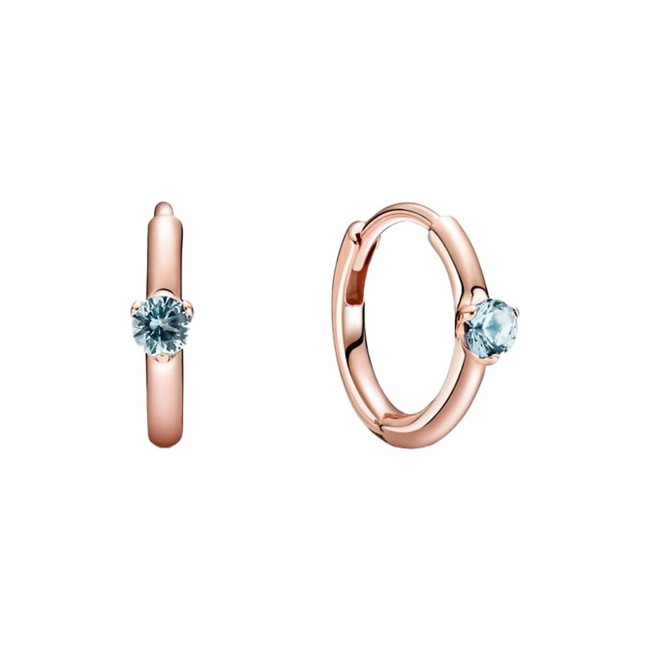 Pandora Rose Gold Blue Single Stone Earrings Women earrings 289304C02 Box,Rose Gold/Blue