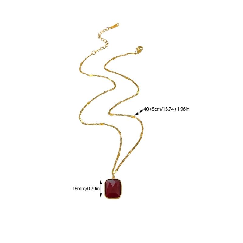 Waterproof Minimalist Square Necklace For Women Girls Fashion Jewelry Stainless Steel Chain Party Accessory