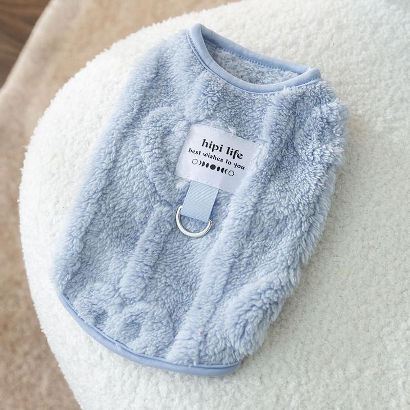 Autumn and Winter Cat Simple Twist Traction Vest Fleece Coat Hairless Cat Warm Thickened Small Dog Pet Cat Clothes