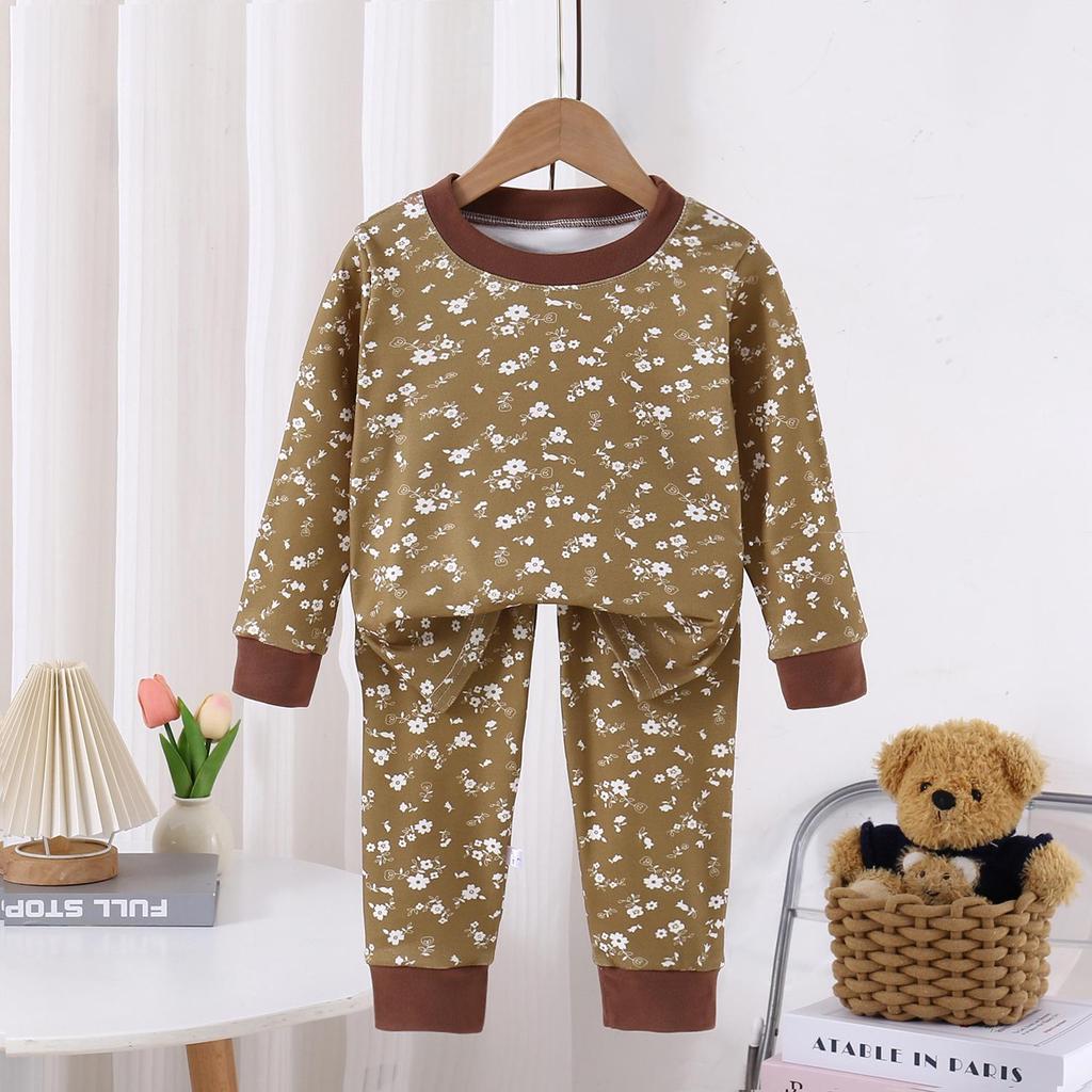 Children's Warm Long Johns Set - Two-Piece Pajamas for Small & Medium Kids, Ideal for Autumn and Winter.