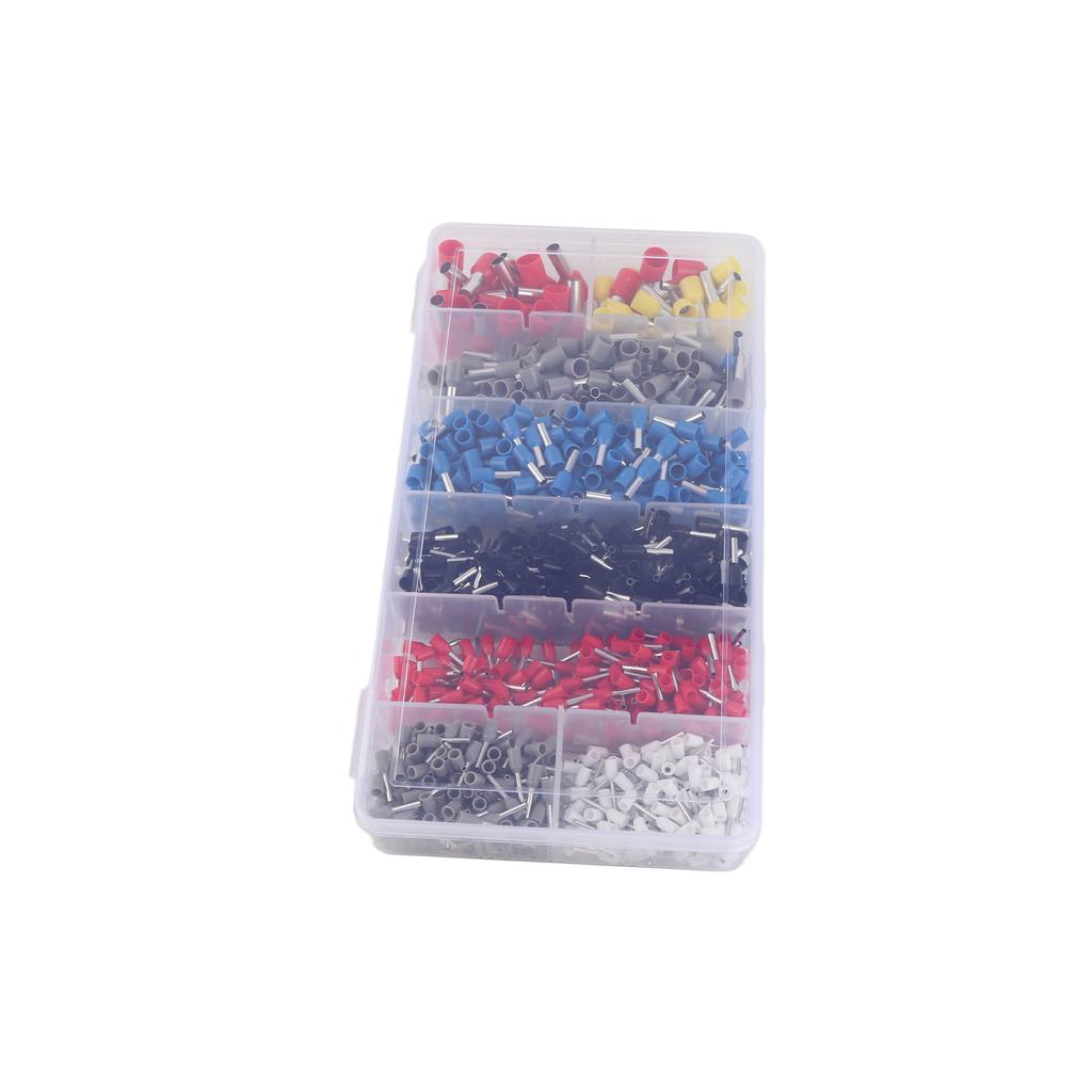 1250pcs HSC8 6 4A Tube Type Terminal Set White Black Red Blue Yellow Gray Mix Colors 0.25 10MM2 with Storage Case