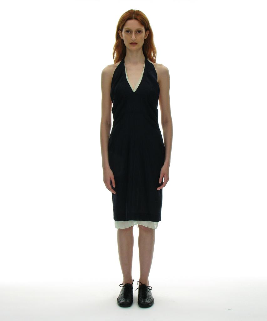 Partimento Woman Sheer Layer 2-In-1 Halter Dress_Navy