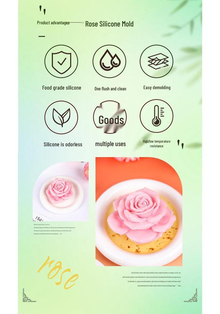 Peony & Lotus 3D Jelly Mold - Rose Milk, Silicone Mousse Pudding Cold Dish Mold