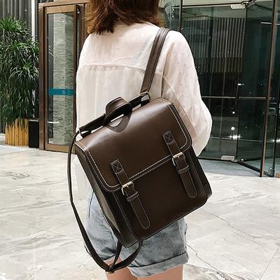 New Fashion Trendy PU Leather Double Backpack, Casual Versatile Retro Backpack, Shaped Women's Backpack