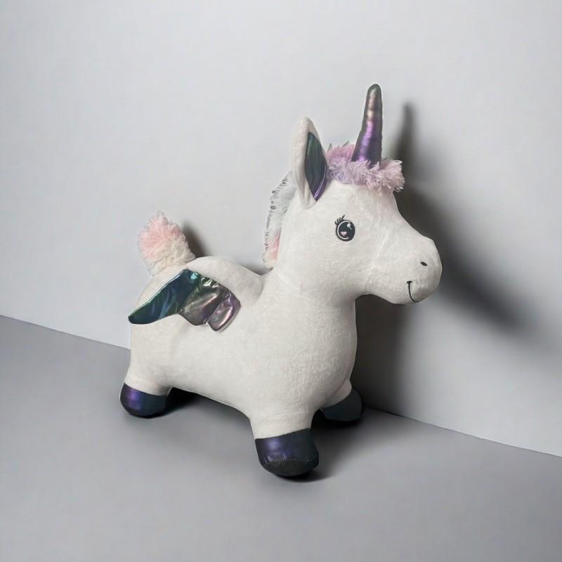 Inflatable Jumping Horse Toy Kids 4-6 Years Music Play Ride-On Animal Bouncer With Thick Plush Cover