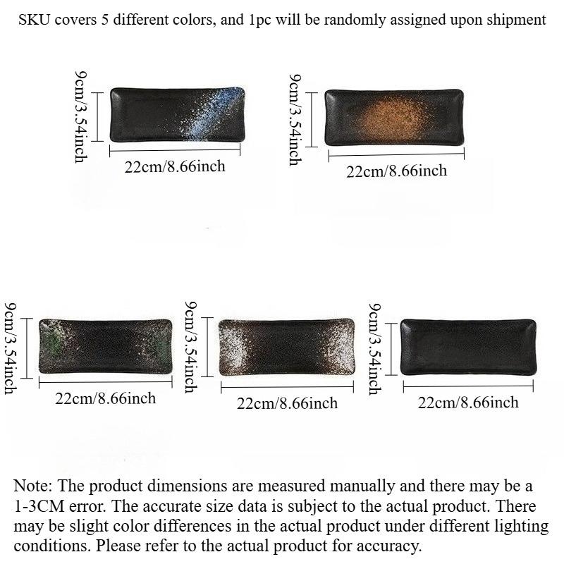 Japanese Style Ceramic Sushi Serving Plate 8-inch Rectangular Dish for Creative Desserts and Home Dining Tableware