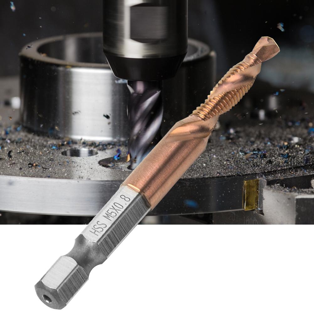 High Speed Steel 6.35mm Hex Shank Tap Drill Bit Compound Tap for Internal Chip Removal (M3)